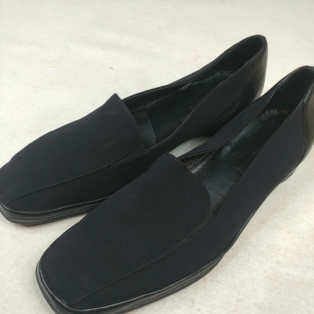 RANGONI FABRIC & LEATHER Black LOAFERS SHOES MADE